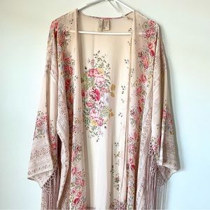 Floral Fringe Kimono
